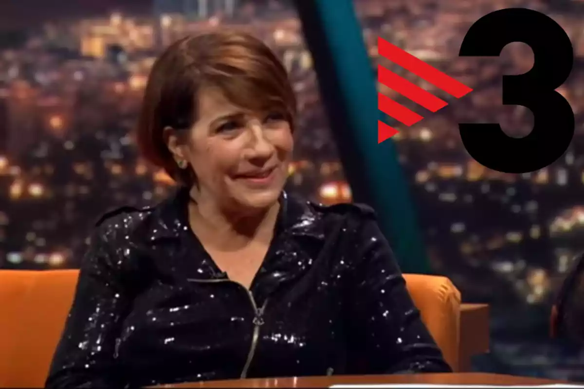 Muntatge amb una imatge d'Emma Vilarasau al programa Col·lapse de TV3. A la dreta una imatge amb el logotip de TV3