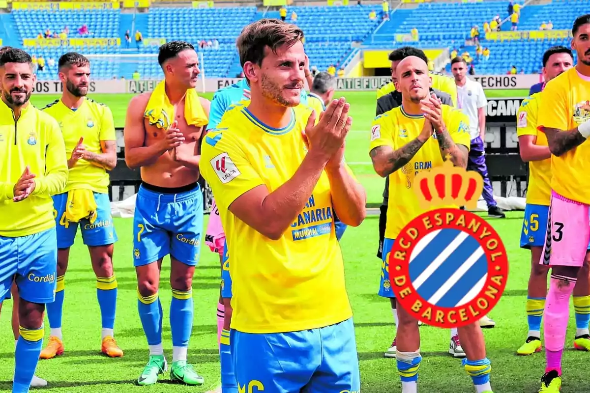 Futbolistes de la UD Las Palmas al comiat d'Eric Curbelo