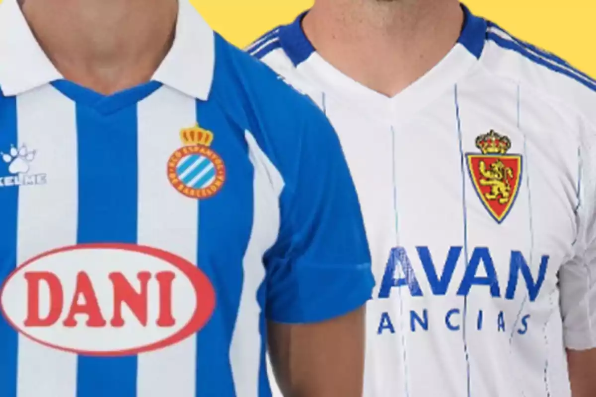 Camisetas del RCDE y del Real Zaragoza