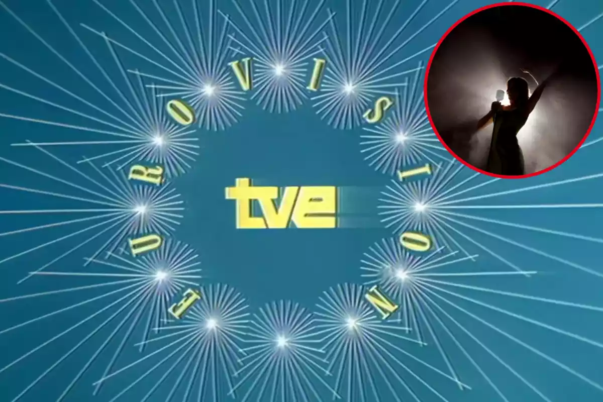 Muntatge amb una imatge del logo d'Eurovisió del 1969. A la dreta una imatge amb una cantant