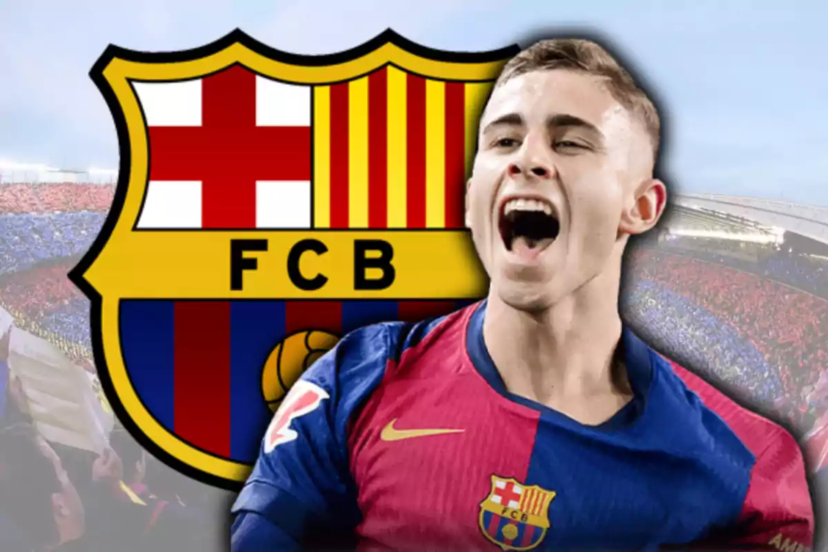 Fermín López i l’escut del Barça
