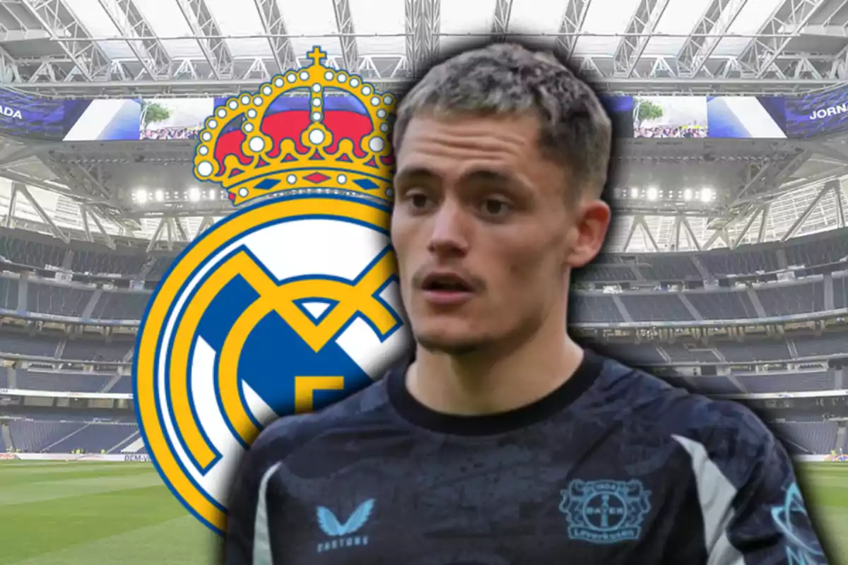 Florian Wirtz and the Real Madrid crest