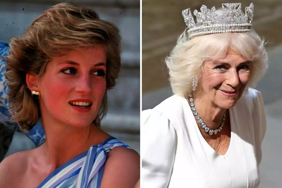 Dues dones en imatges separades, una amb un vestit d'un sol espatlla i l'altra amb una tiara i un collaret de perles. Dues dones en imatges separades, una amb un vestit d'un sol espatlla i l'altra amb una tiara i un collaret de perles.