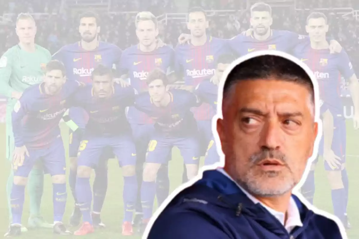 García Pimienta y la plantilla del Barça en 2018