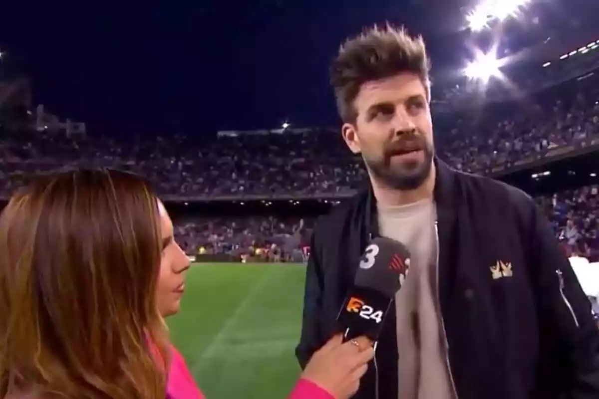 Gerard Piqué al Camp Nou sent entrevistat per TV3 durant un esdeveniment de la Kings League