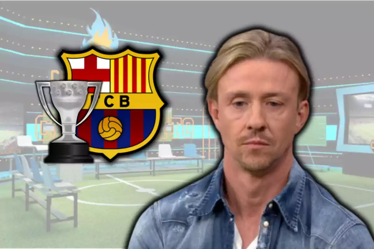 Guti y el escudo del Barça