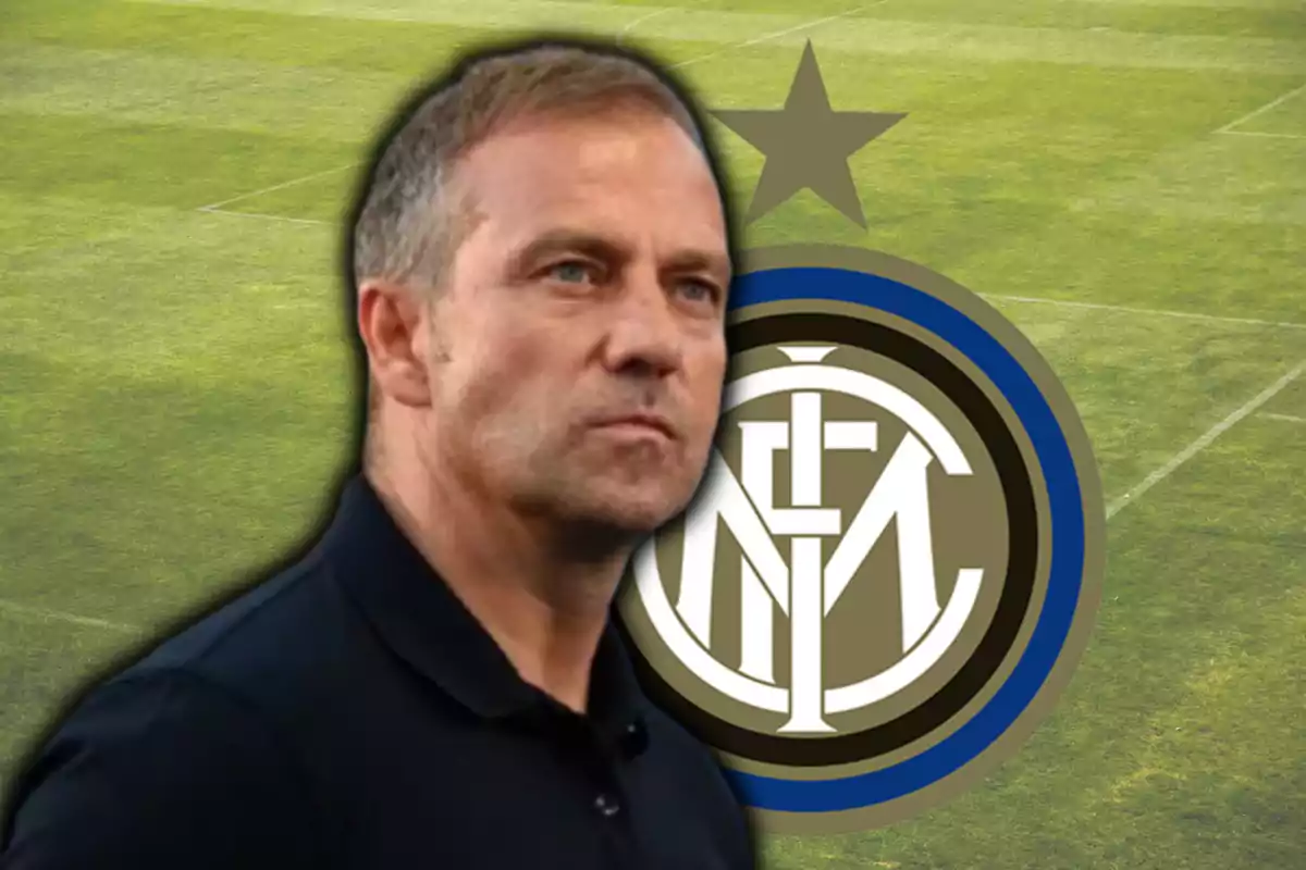Hansi Flick i l'escut de l'Inter de Milà
