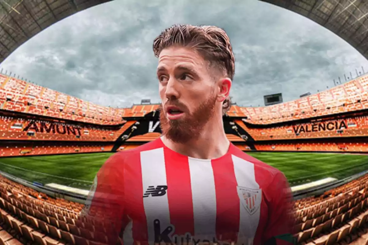 Iker Muniain i Mestalla de fons