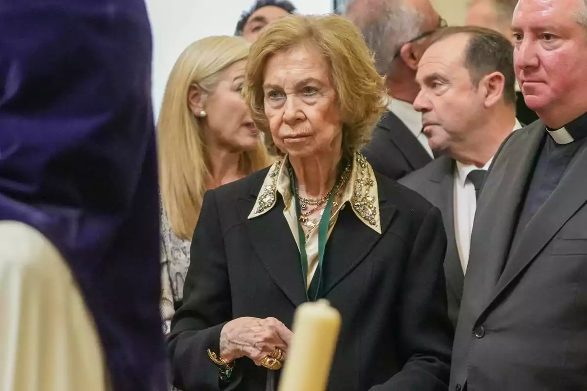 Queen Sofía during her visit to the Basilica of La Macarena. On April 18, 2025, in Seville, Andalusia. Queen Sofía during her visit to the Basilica of La Macarena. On April 18, 2025, in Seville, Andalusia.