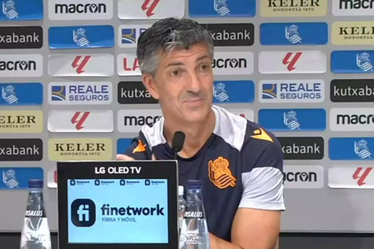 Imanol Alguacil, entrenador del Reial Societat, en una roda de premsa