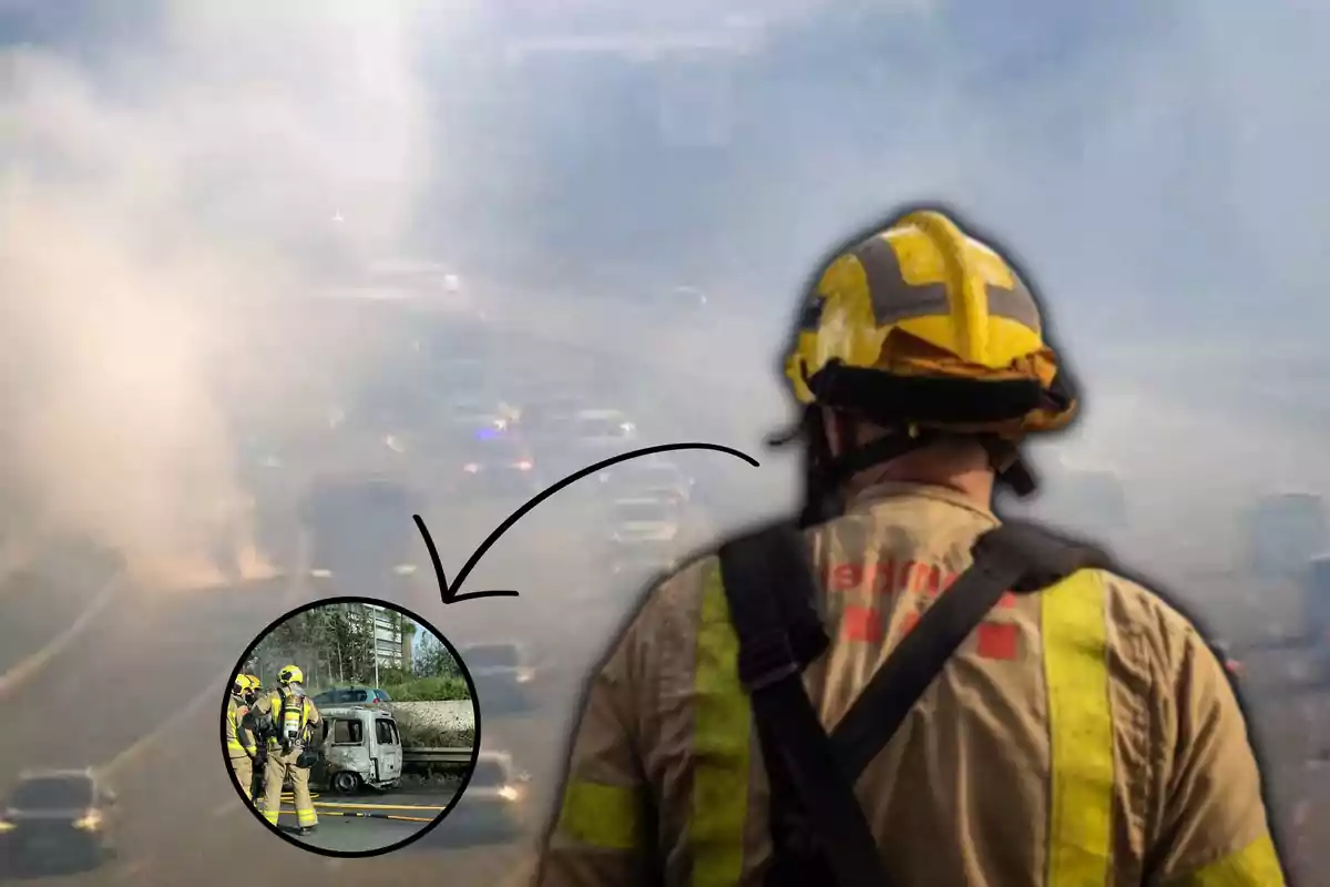 Bombers i el brutal incendi a l'AP-7