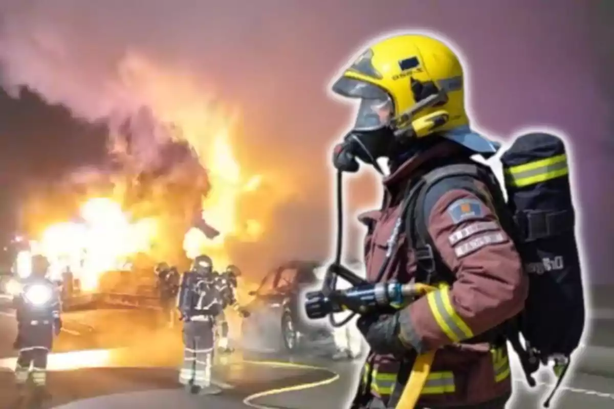 Incendi d'un cotxe en plena autopista
