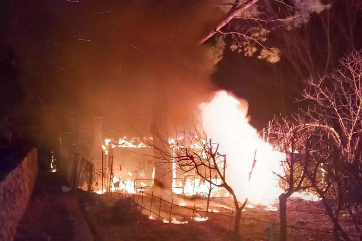 Incendio en un huerto de Súria