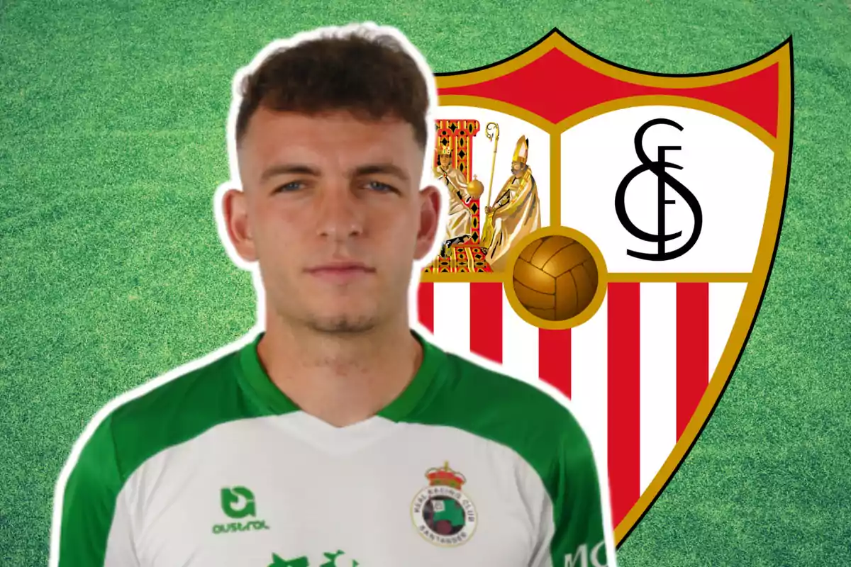 Iñigo Vicente i l'escut del Sevilla