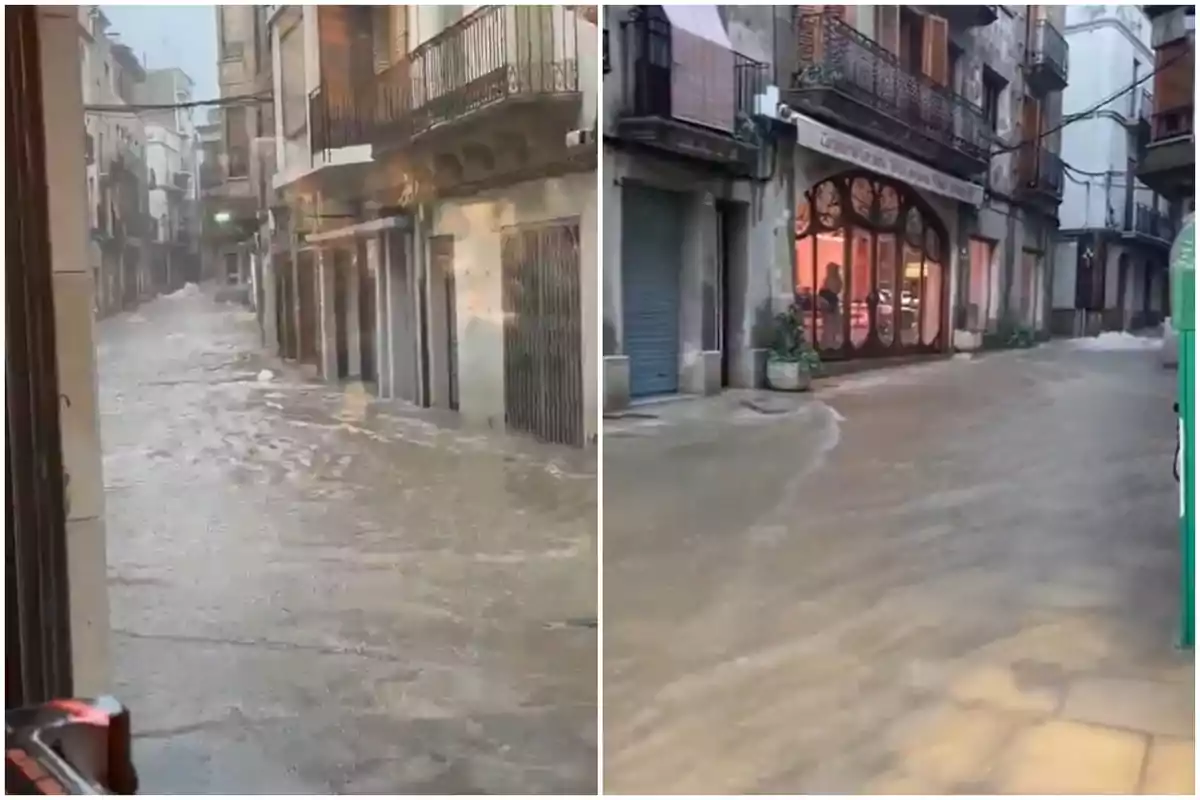 Calles de Guissona inundadas