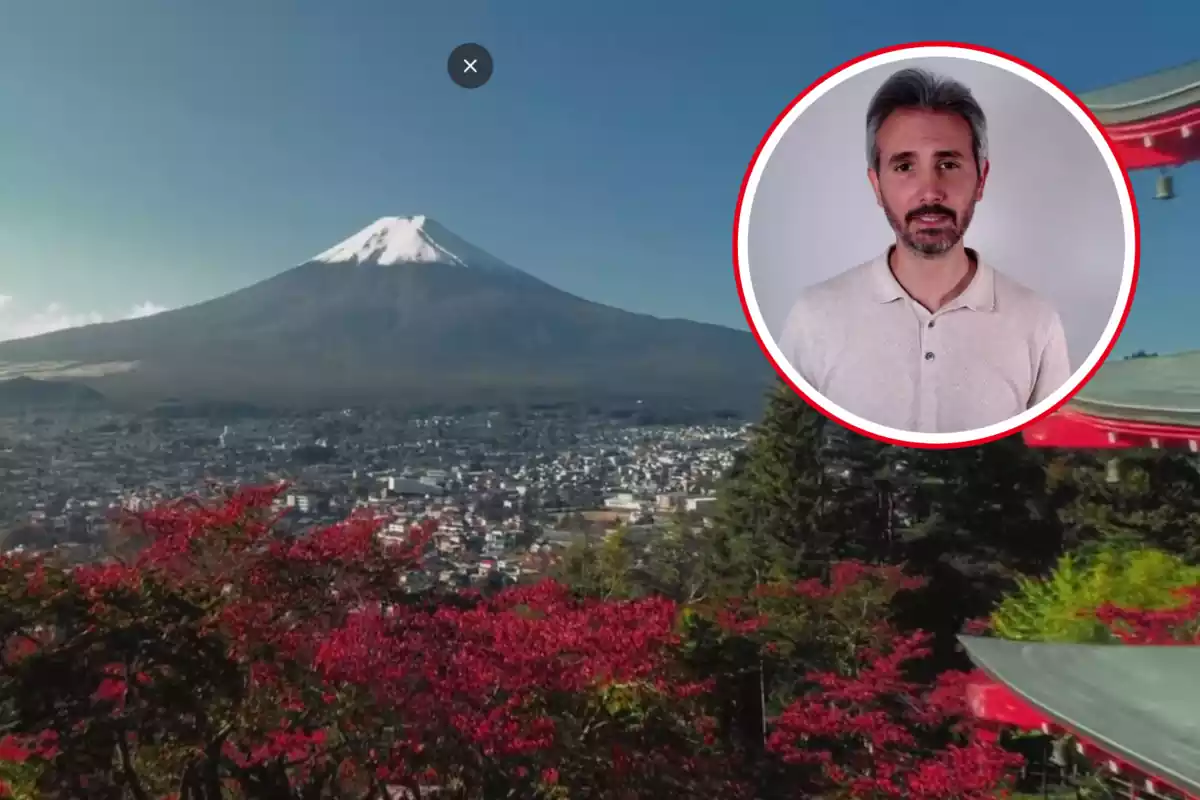 Muntatge amb una imatge del Japó. A la part superior dreta una imatge de Marcos Cartagena