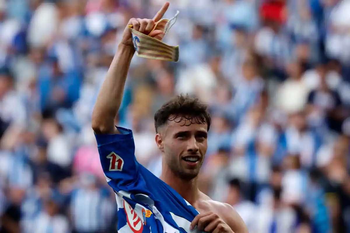 Javi Puado celebra el seu gol contra Las Palmas. Javi Puado celebra el seu gol contra Las Palmas.