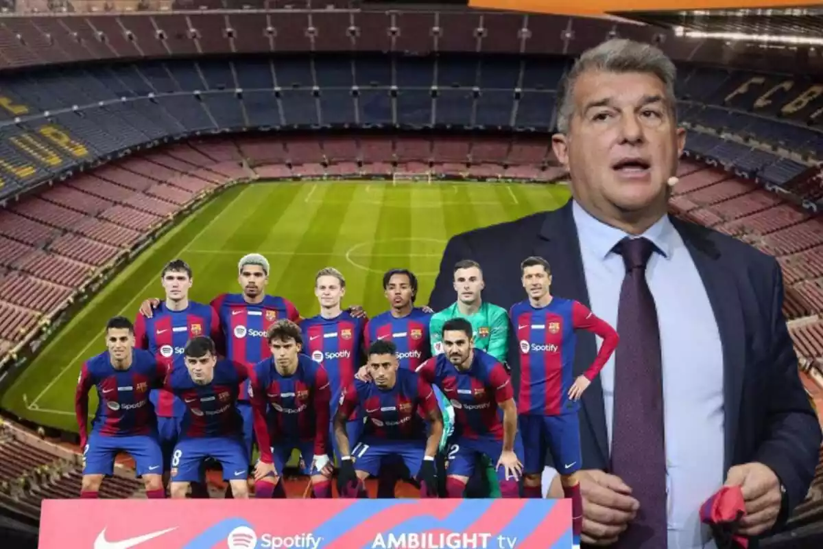 Joan Laporta i alineació Barça
