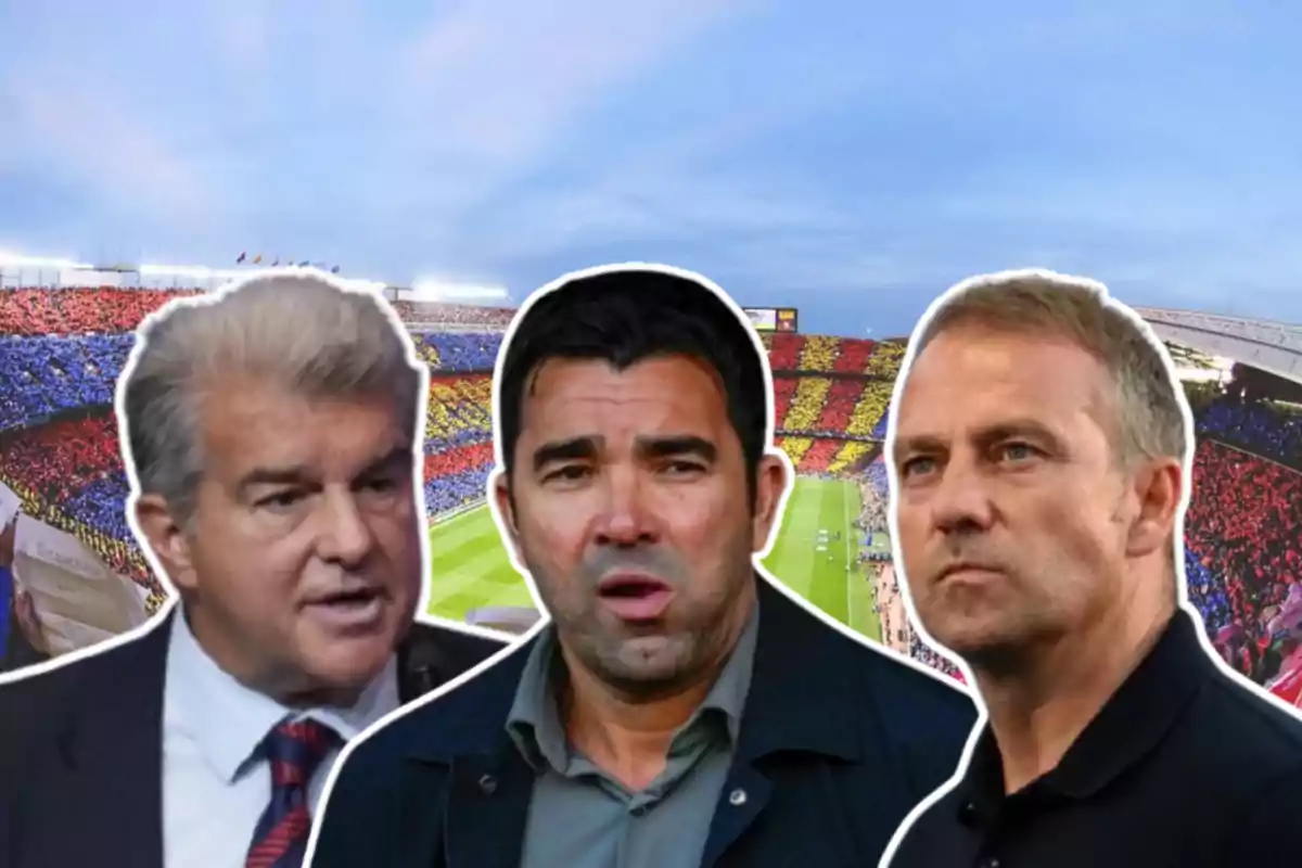 Joan Laporta, Deco y Hansi Flick