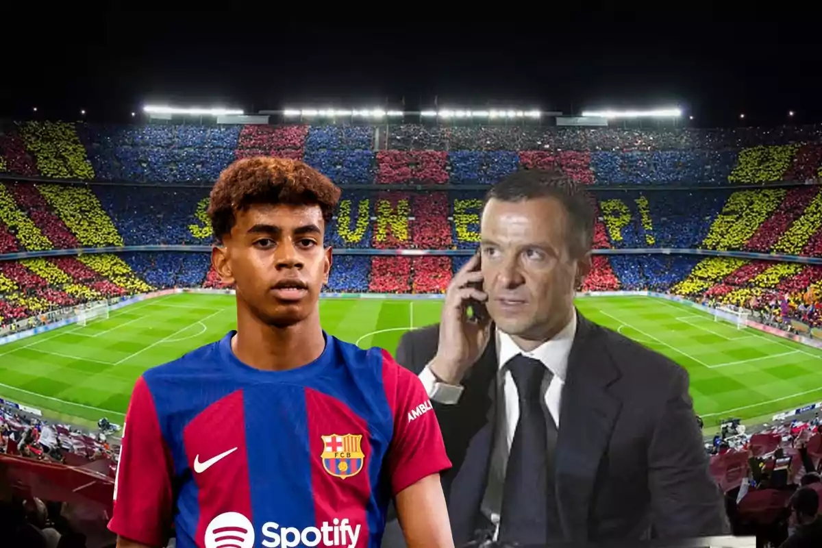 Lamine Yamal i el seu representant Jorge Mendes