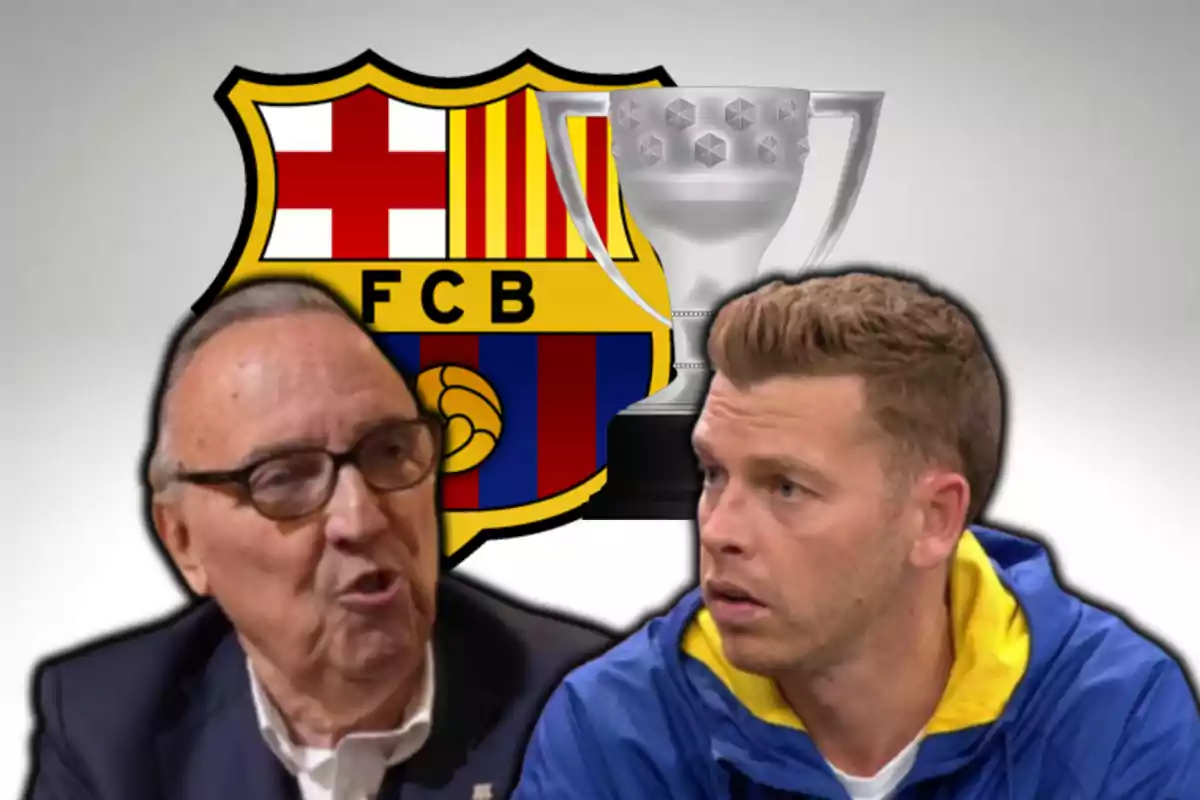Joan Gaspart i Jota Jordi, en la celebració de La Lliga del Barça