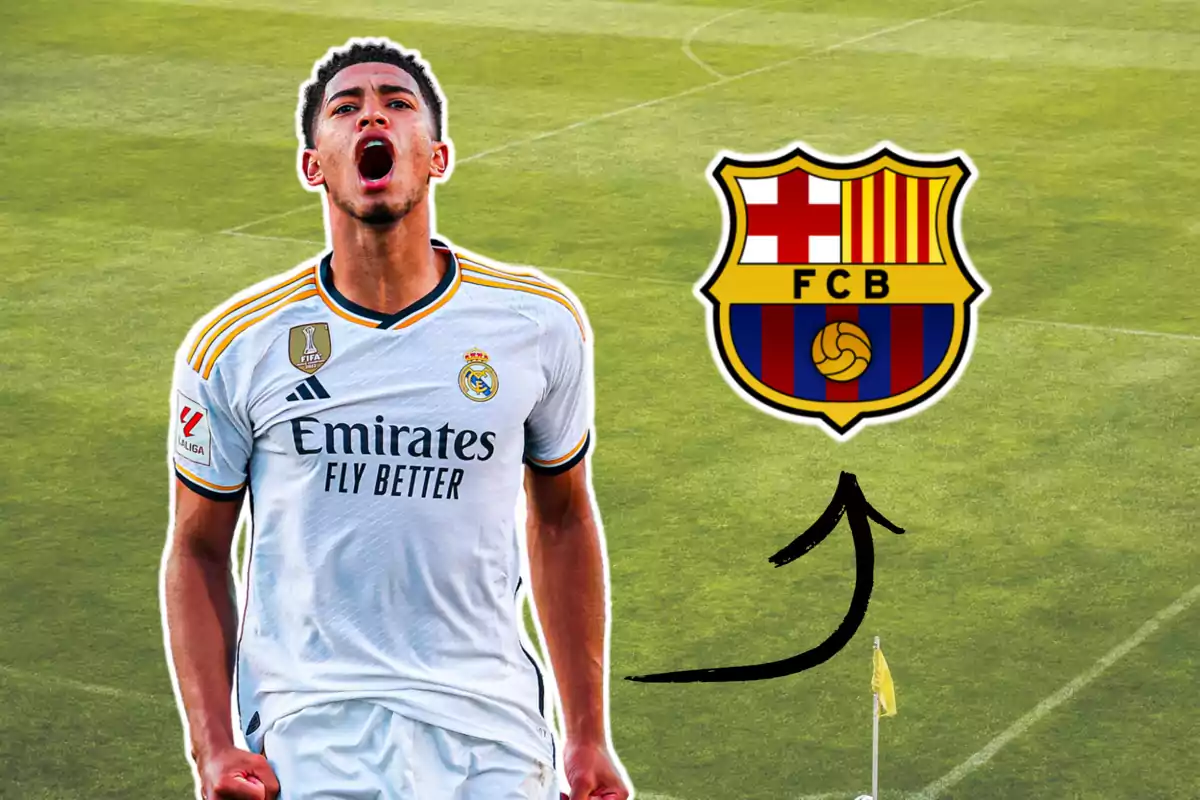 Jude Bellingham i l'escut del Barça