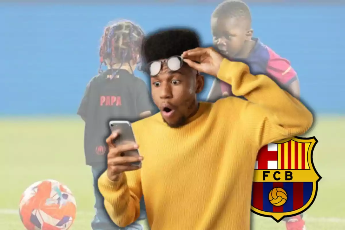 Así celebraron Keyne Lamal y el hijo de Raphinha, Gael, el título de LaLiga