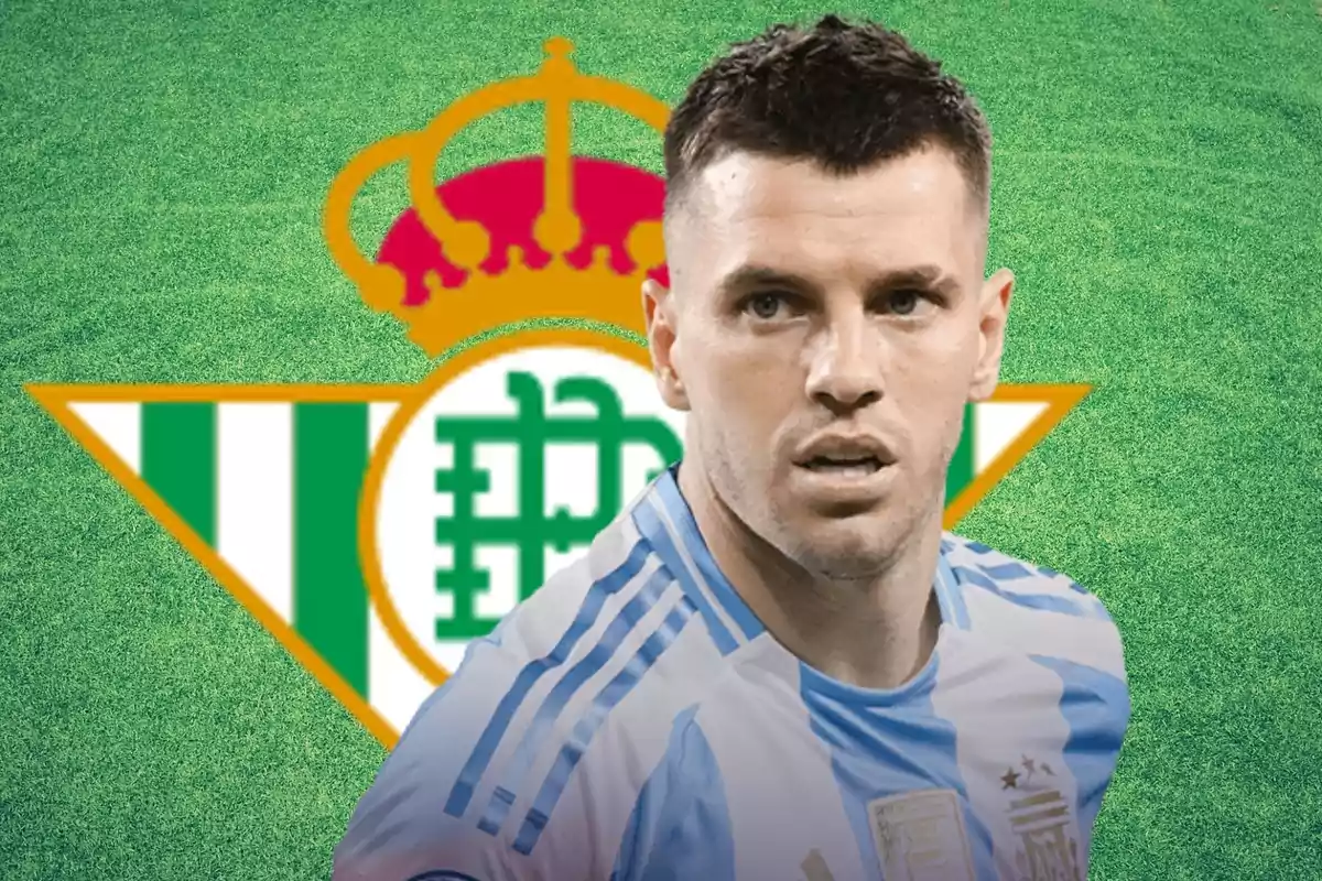 Gio Lo Celso i l'escut del Real Betis