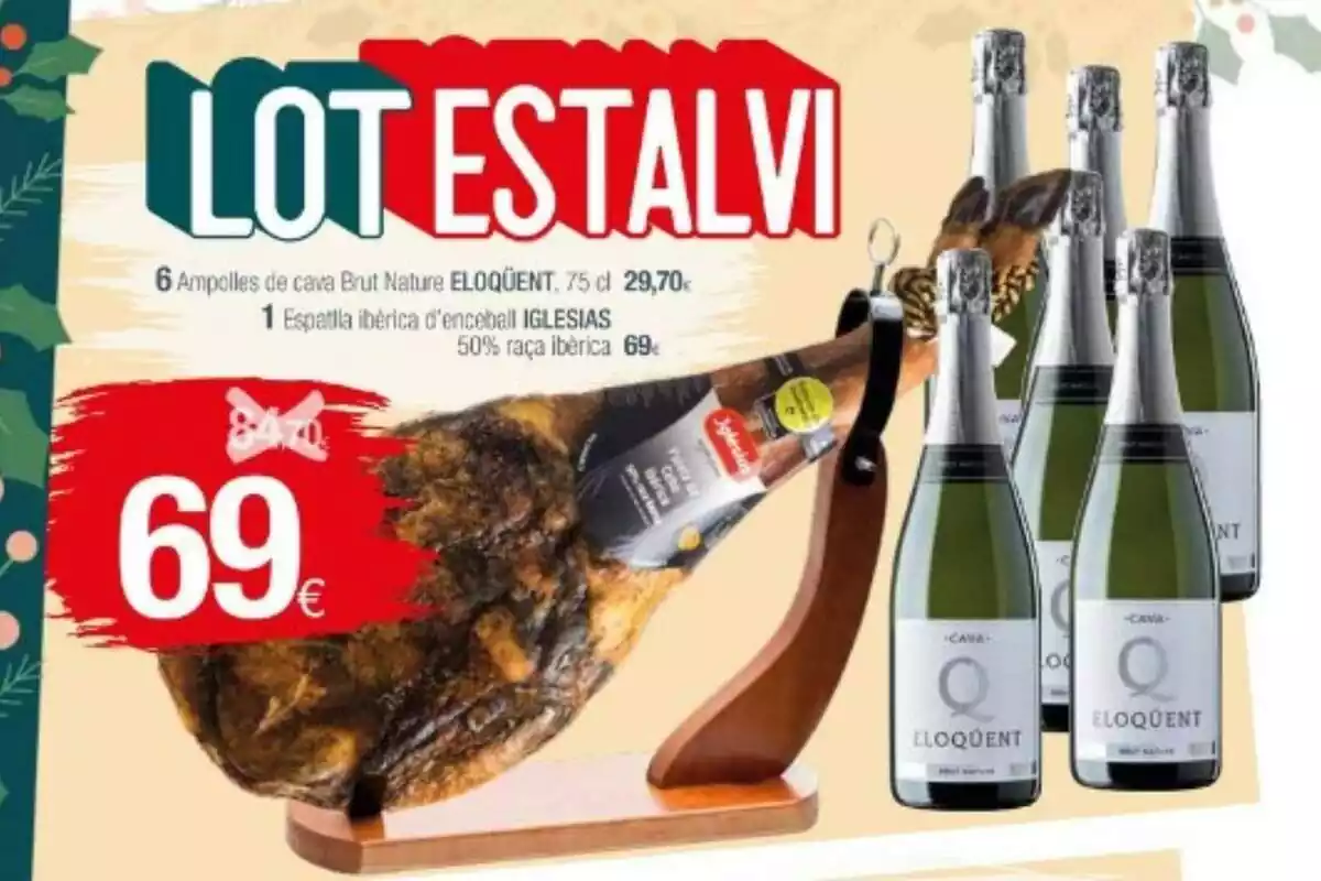 Lote ahorro de Condis compuesto por un jamón y seis botellas de cava Lote ahorro de Condis compuesto por un jamón y seis botellas de cava
