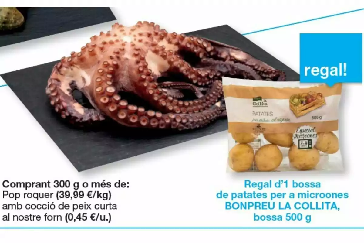 Pop bullit sobre una safata negra al costat d’una bossa de patates per a microones de la marca Bonpreu La Collita Pop bullit sobre una safata negra al costat d’una bossa de patates per a microones de la marca Bonpreu La Collita
