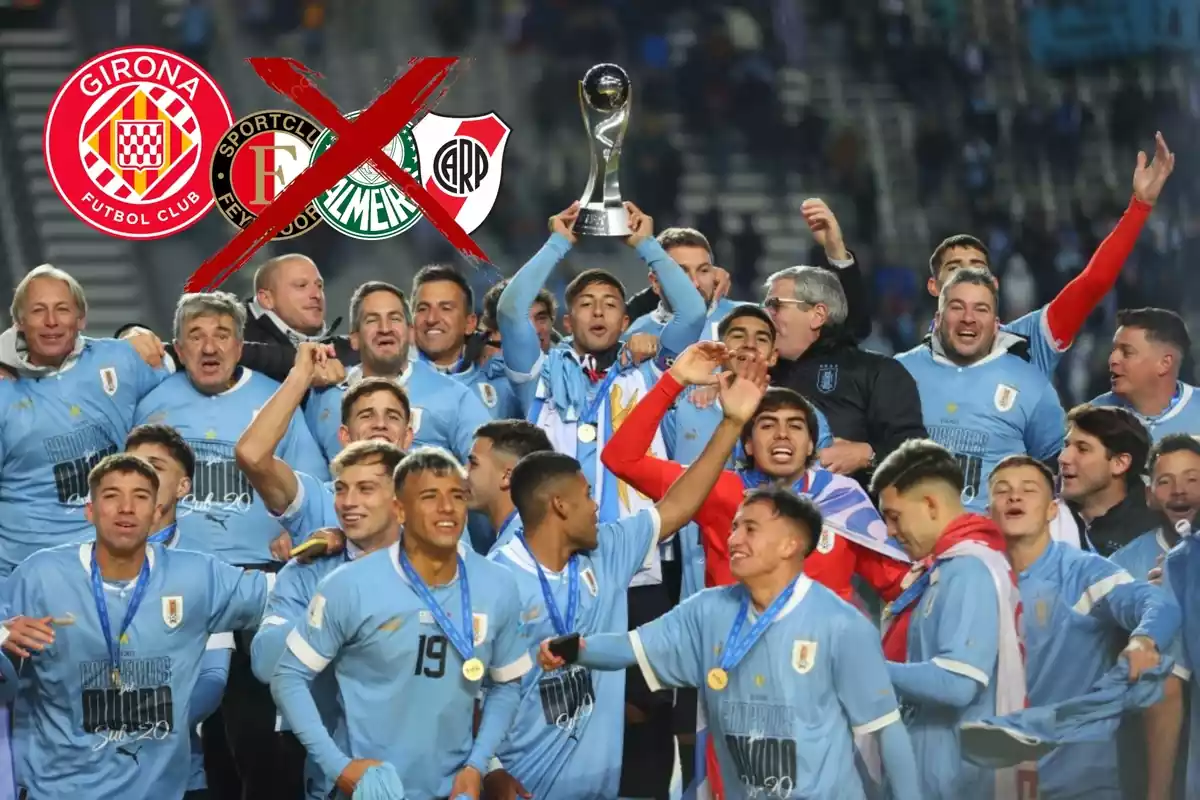 Selecció uruguaiana sub20 celebrant la conquesta del Mundial