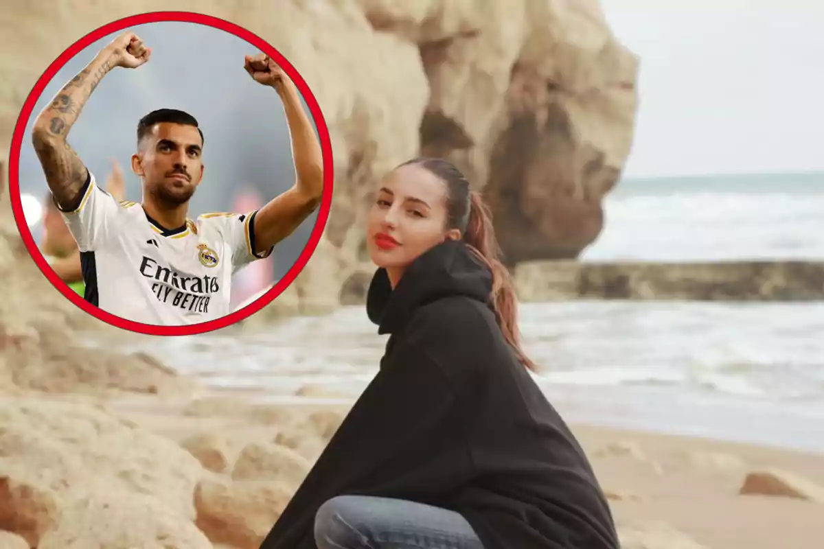 Muntatge amb una imatge de Luna Serrat, del perfil d'Instagram. A l'esquerra una imatge de Dani Ceballos durant un partit, del seu perfil d'Instagram