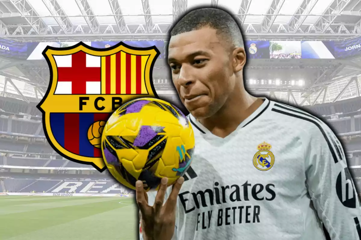 Kylian Mbappé i l’escut del Barça