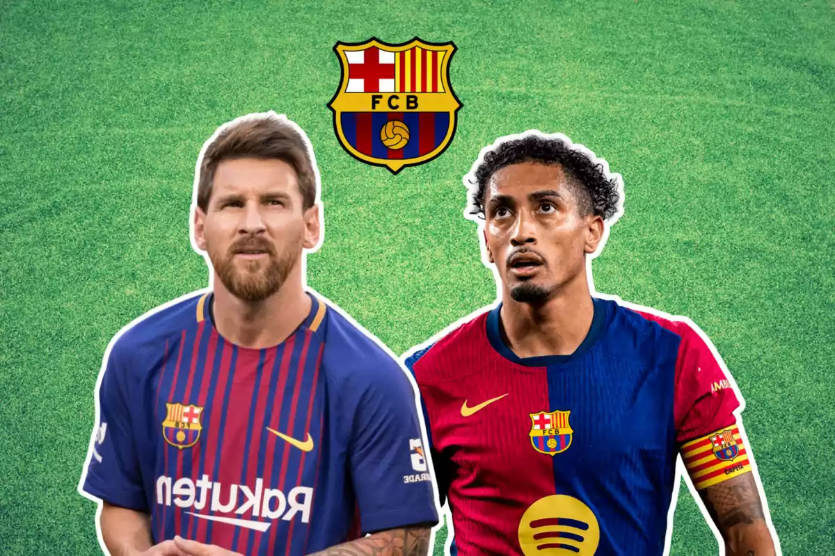 Messi, Raphinha i l'escut del Barça