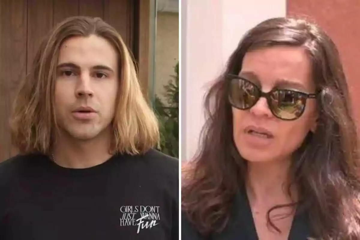 Daniel Sancho con cabello largo y una camiseta negra con la frase Daniel Sancho con cabello largo y una camiseta negra con la frase