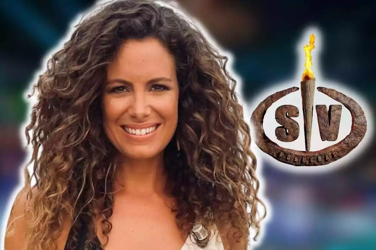 Montaje de fotos de Laura Madrueño sonriente con el logo de ‘Supervivientes’