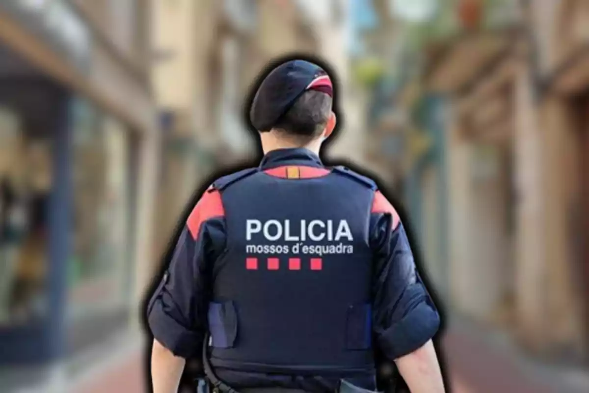 Un agent dels Mossos d'Esquadra d'esquena a un carrer.