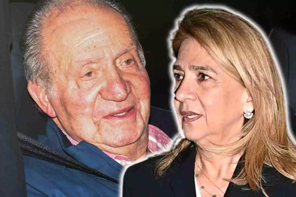 Juan Carlos I y la infanta Cristina en un entorno oscuro.