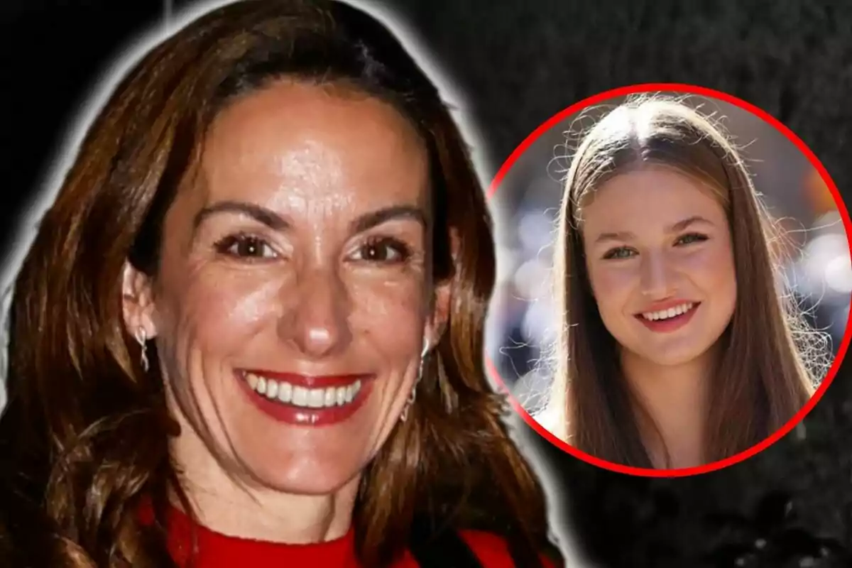 Close-up photo montage of Telma Ortiz and Princess Leonor de Borbón, both smiling.