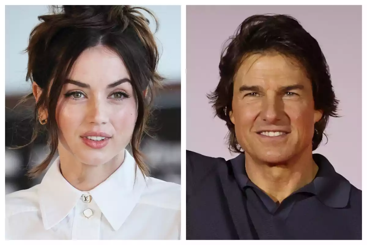 Montaje de fotos de primer plano de Tom Cruise y Ana de Armas, ambos con rostro neutro. Montaje de fotos de primer plano de Tom Cruise y Ana de Armas, ambos con rostro neutro.
