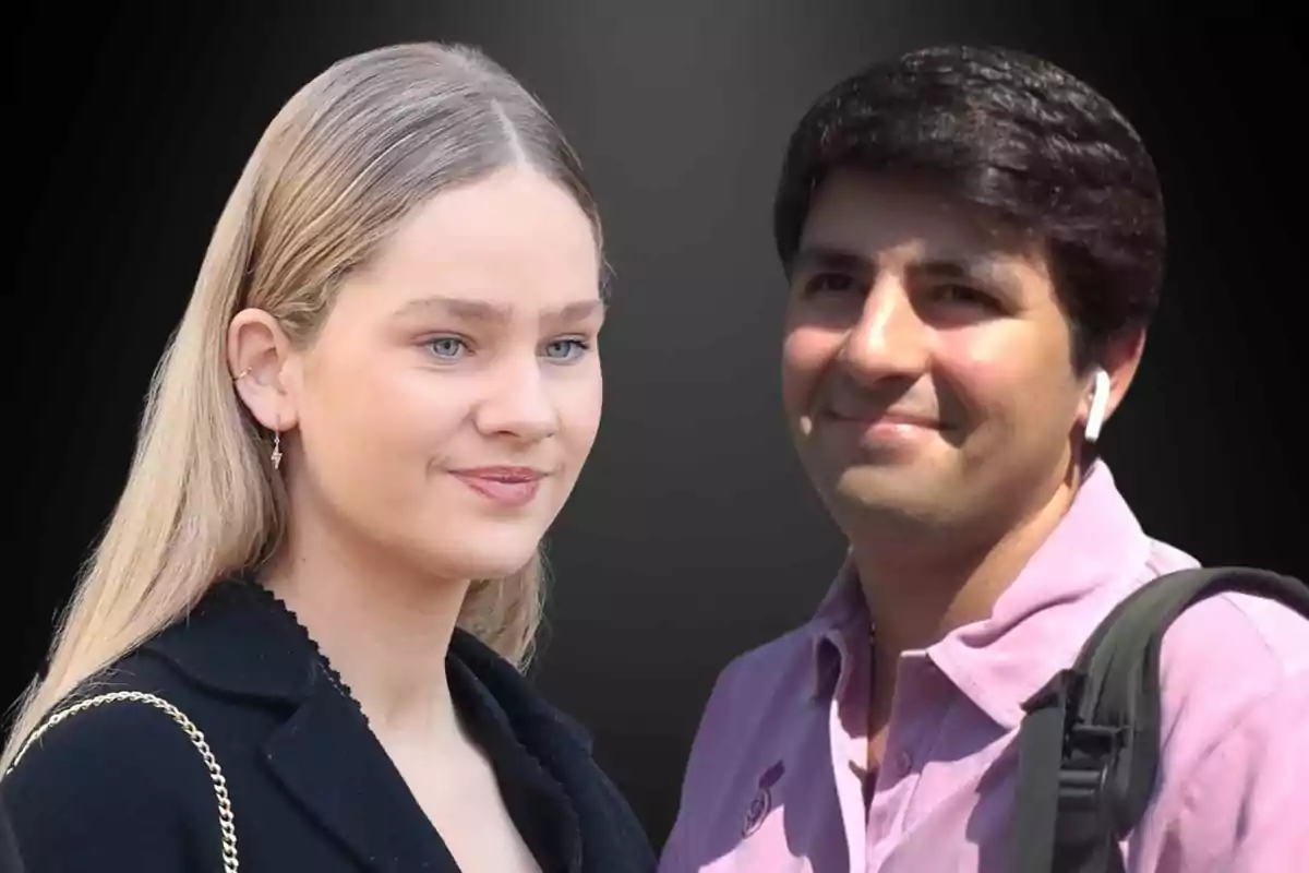 Irene Urdangarin and Juan Urquijo pose together in front of a dark background, a woman with blonde hair and a man with dark hair and headphones. Irene Urdangarin and Juan Urquijo pose together in front of a dark background, a woman with blonde hair and a man with dark hair and headphones.