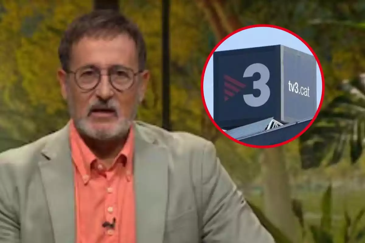 Un hombre con gafas y barba en un estudio de televisión, con un recuadro que muestra el logo de TV3.