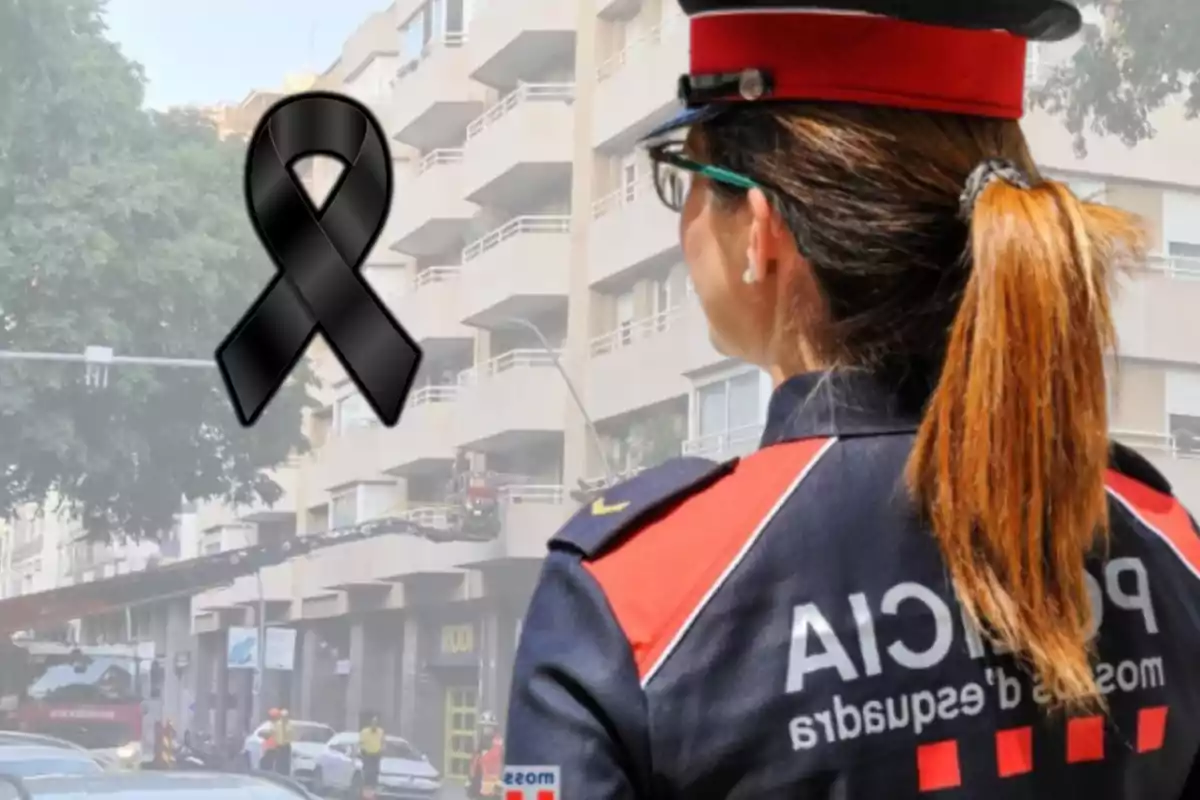 Una agente de los Mossos en el lugar de los hechos