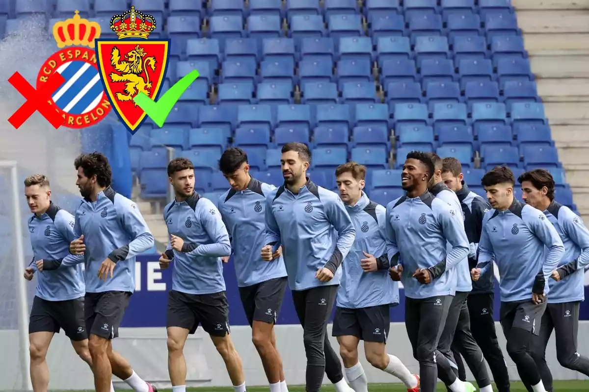 Plantilla del RCD Espanyol en un entrenament