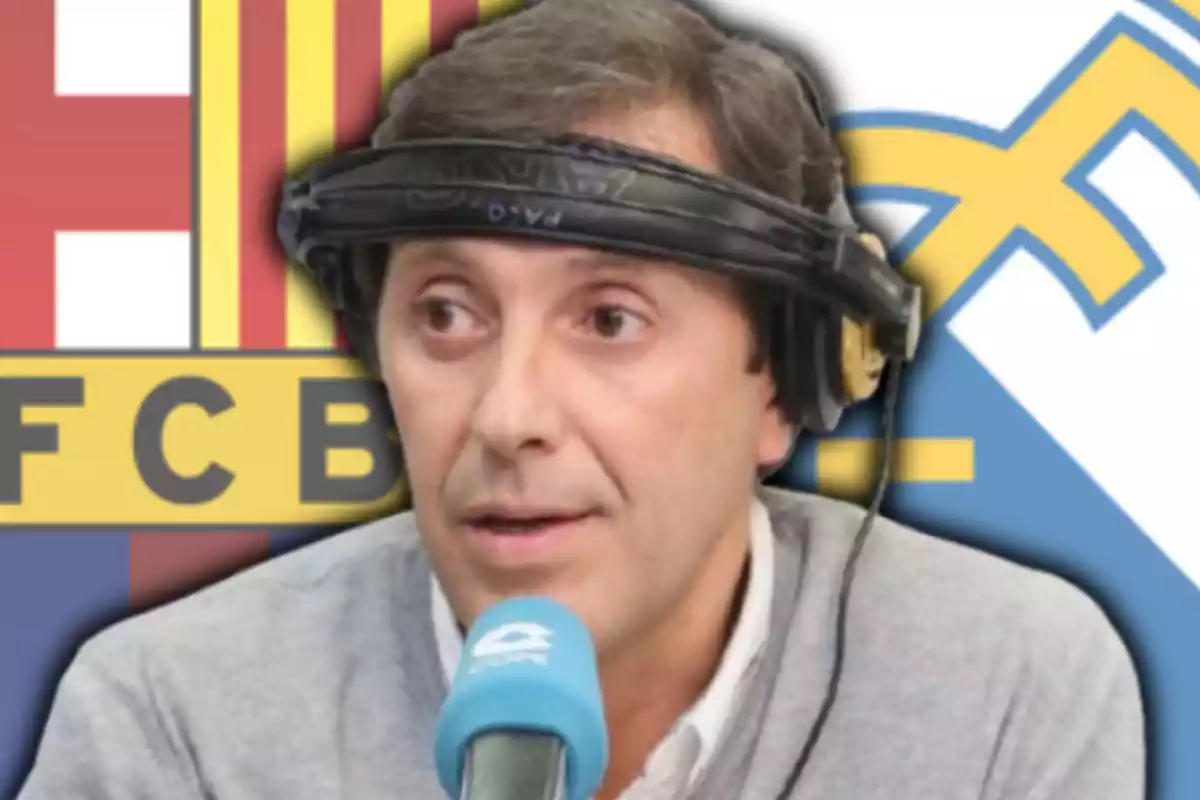 Paco González i els escuts de Barça i Reial Madrid