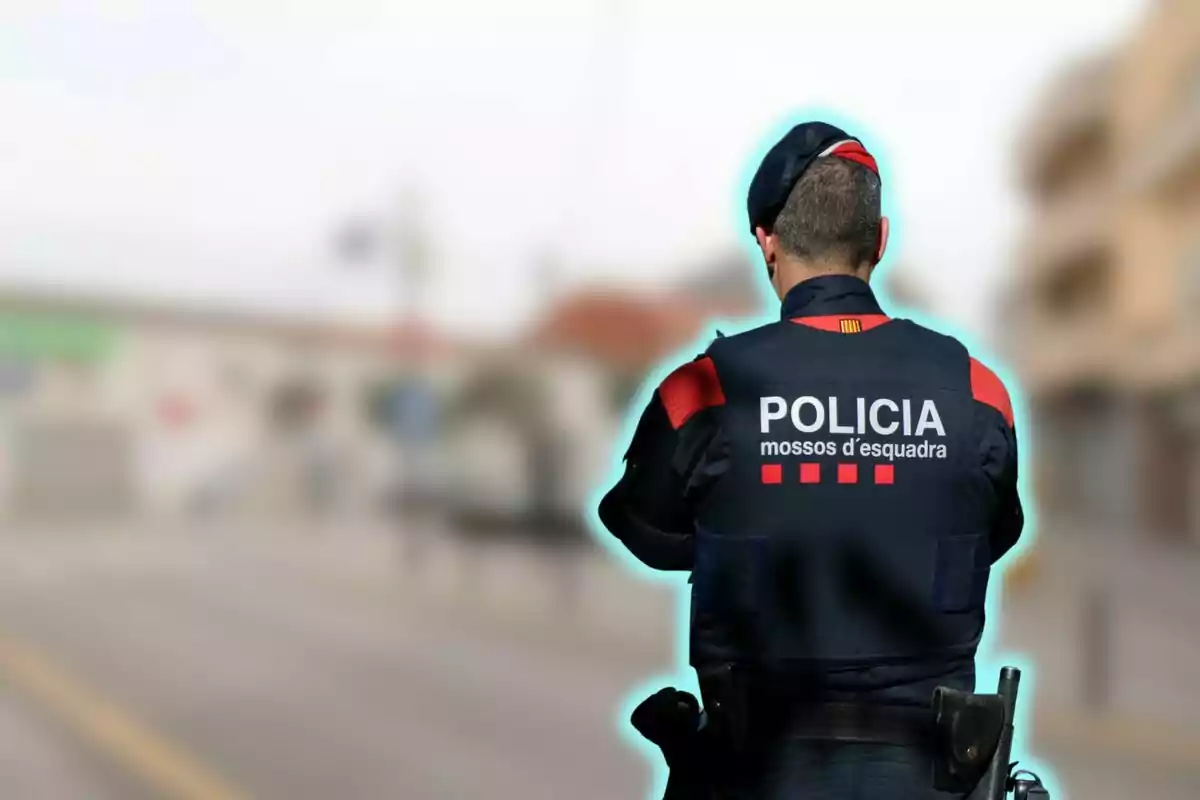 Policia dels Mossos d'Esquadra d'esquena a un carrer.