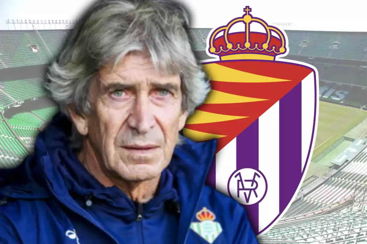 Manuel Pellegrini i l’escut del Reial Valladolid