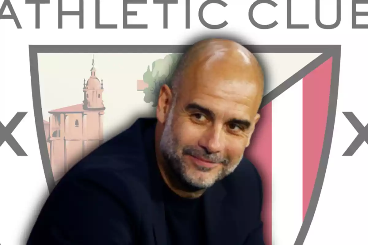 Pep Guardiola i l'escut de l'Athletic