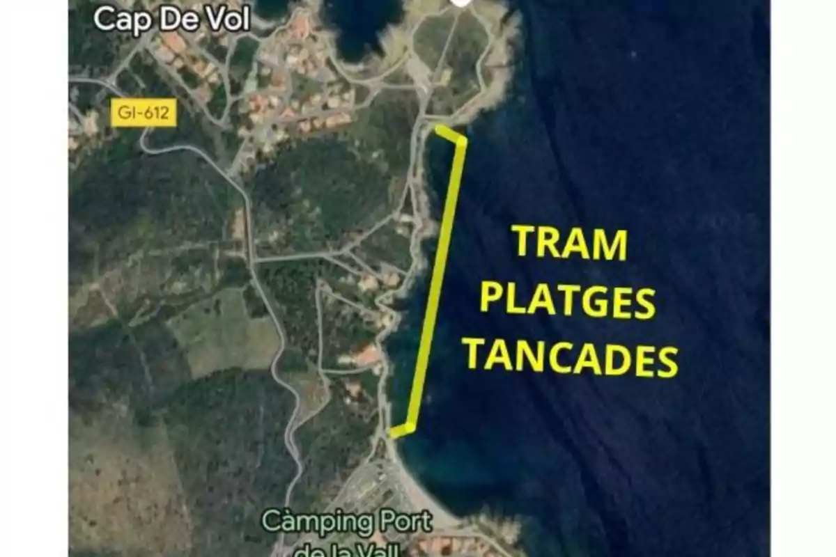 Aquest és el tram de platges tallat per l'esllavissada. Aquest és el tram de platges tallat per l'esllavissada.