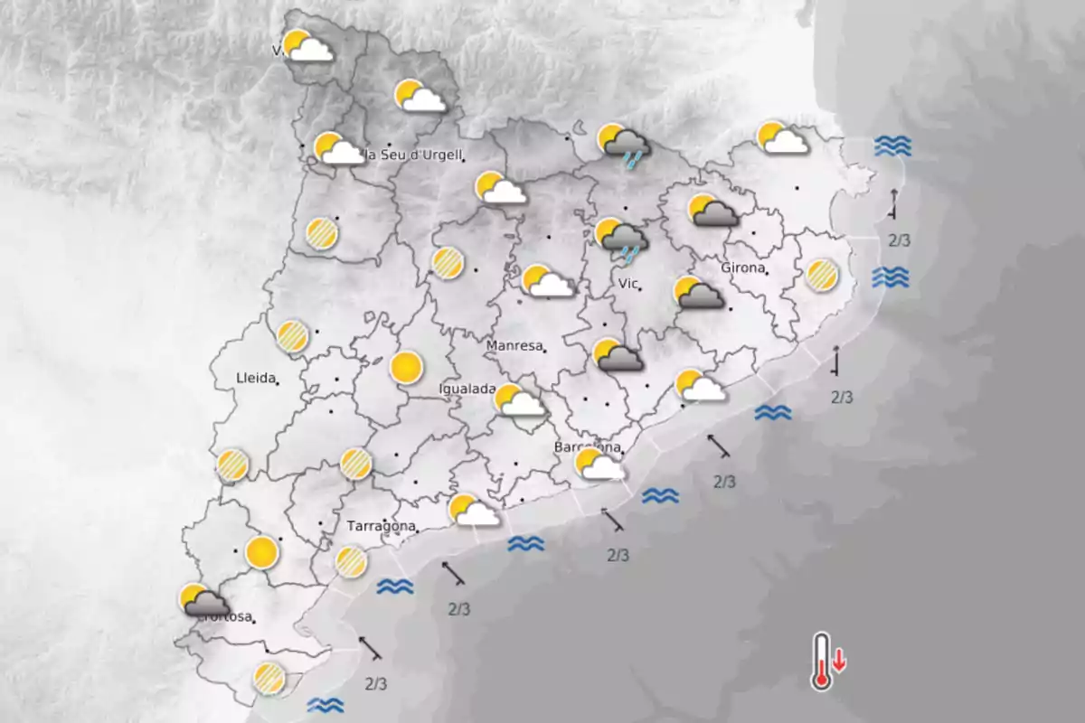 Previsió meteorològica per al dilluns a la tarda. Previsió meteorològica per al dilluns a la tarda.